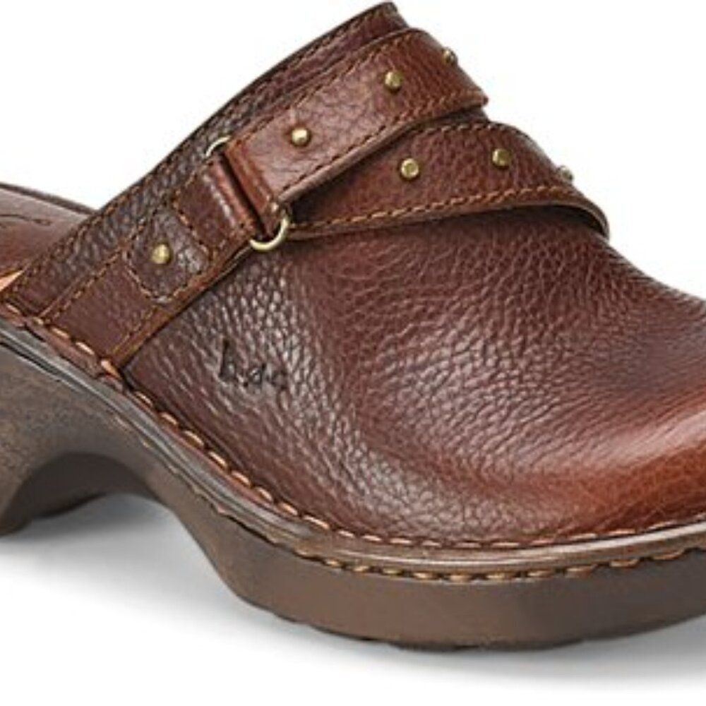 b.o.c. BORN Women's Rich Brown Real Leather Clogs Sz 10 Boho Slides Comfort - Picture 2 of 8